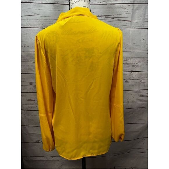 DKNY small yellow blouse NWT with bow on side of neck - 2598 - Picture 2 of 5